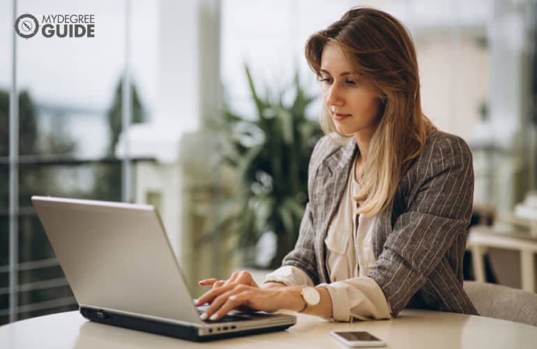 business woman working on her laptop