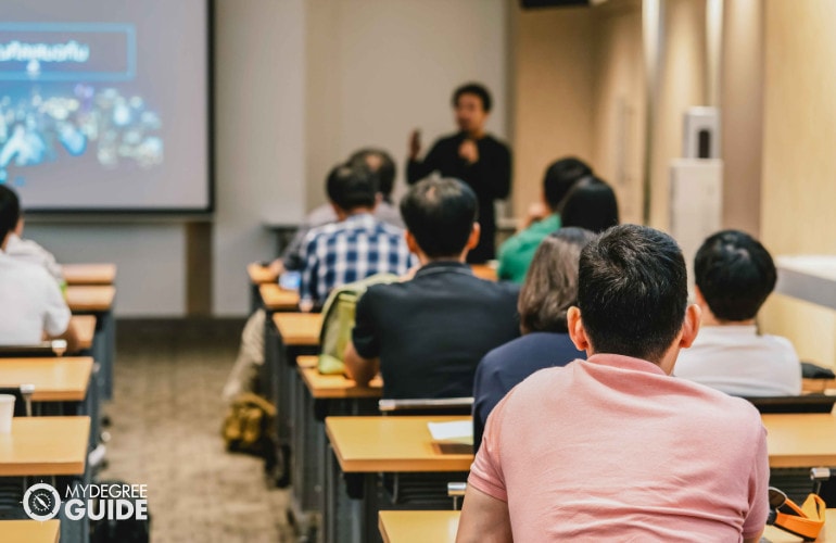 students listening during a lecture