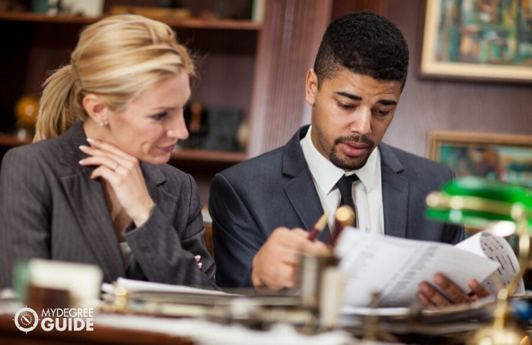 lawyers discussing in the office