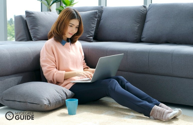 psychology student studying at home