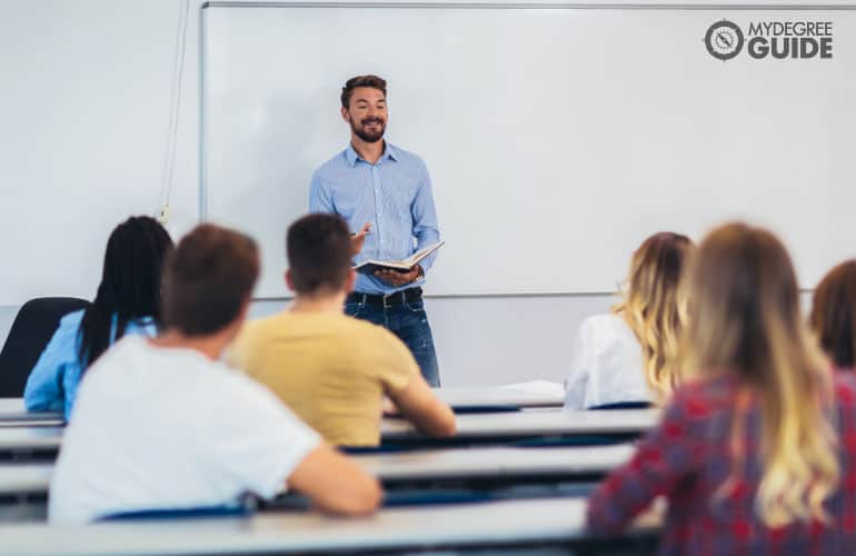 college professor teaching in a university