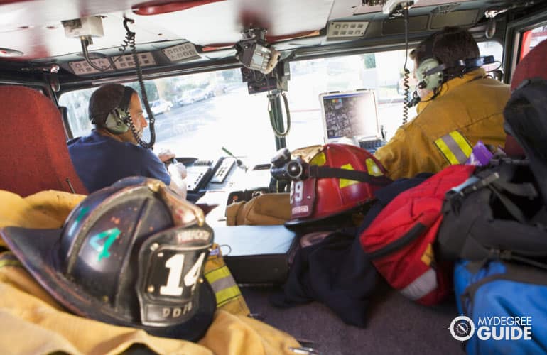 firefighters responding to an emergency