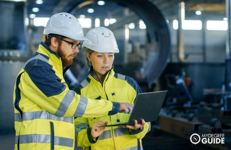 Engineers working at a manufacturing plant