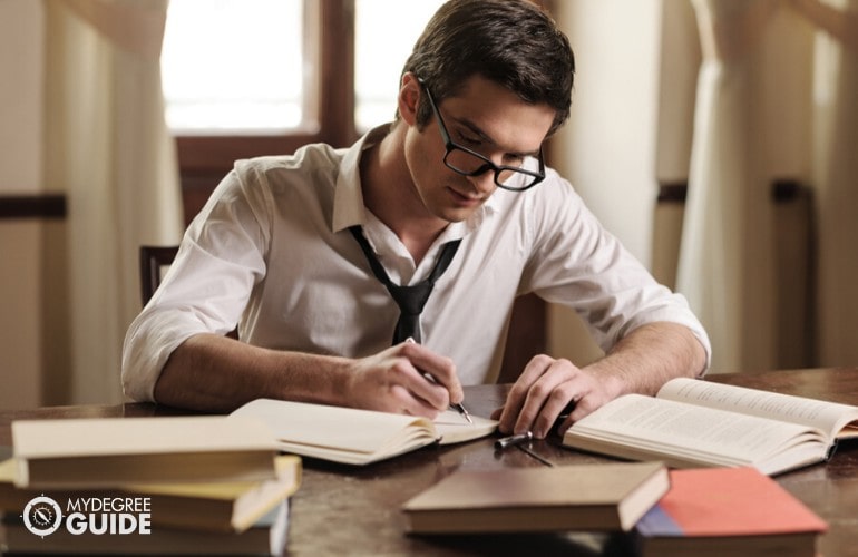 writer working in his room