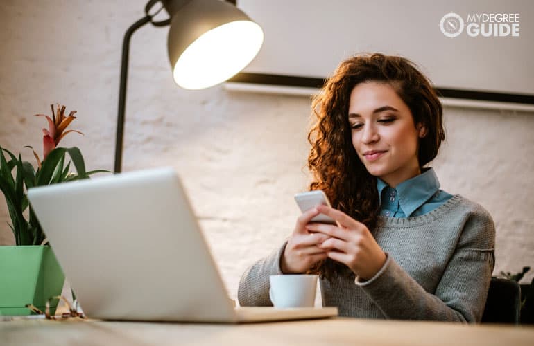 Entrepreneur working on her laptop