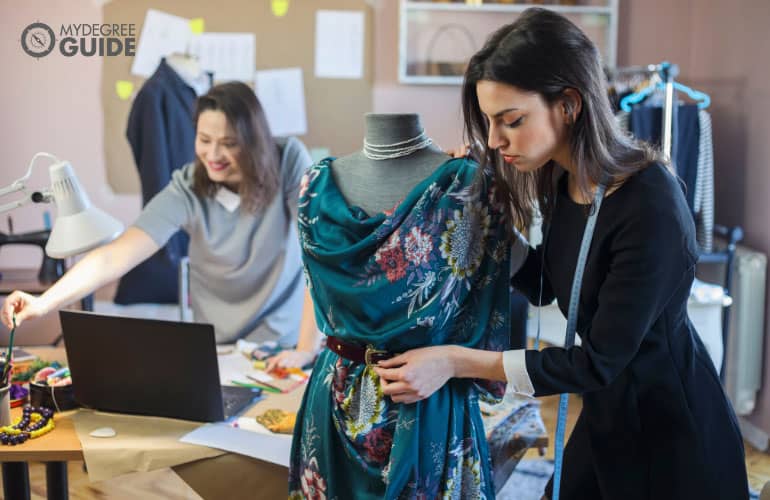 fashion designer working in her studio