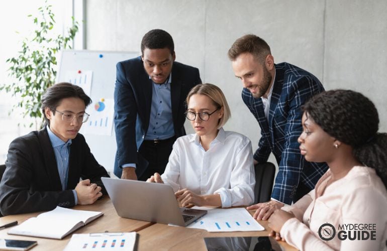 financial department meeting with reports