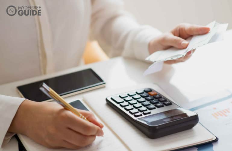 accountant working in her office