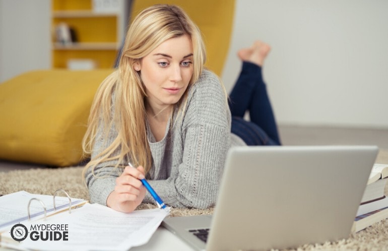 fire science degree student studying at home