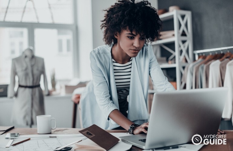 female entrepreneur working on her laptop