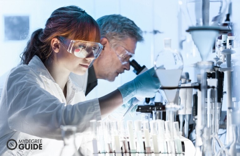 Public Health researchers working in a laboratory