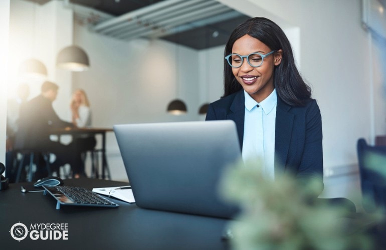 Marketing Manager working in her office