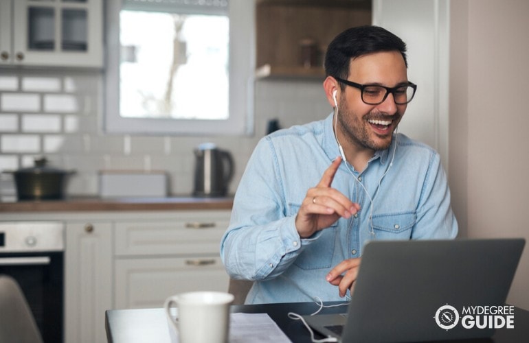 human resource manager studying at home