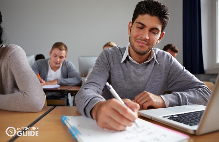 sports management degree students taking an exam