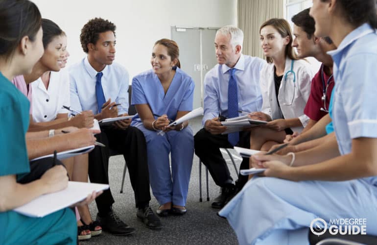 health professionals having a meeting