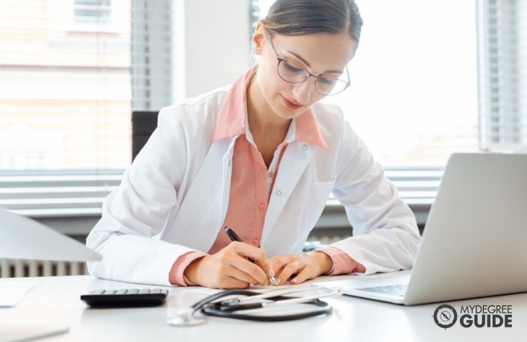 doctor studying in her office