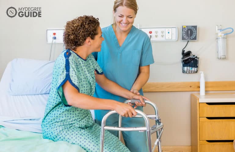 nurse assisting a patient