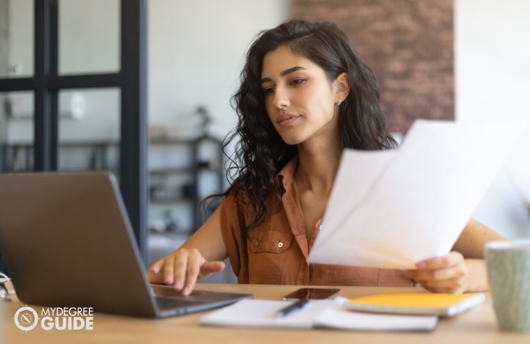 Woman preparing requirements for Bachelor’s in Health Services