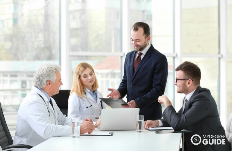 healthcare administrators in a meeting