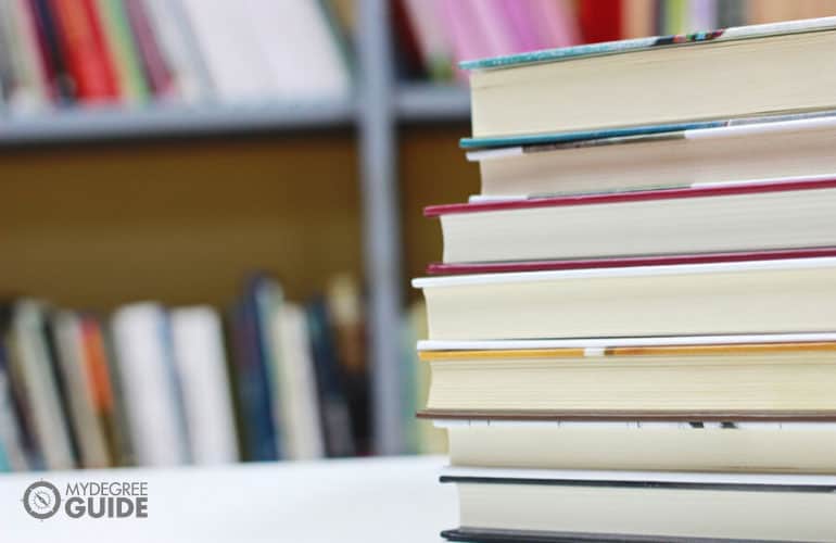 stack of medical textbooks