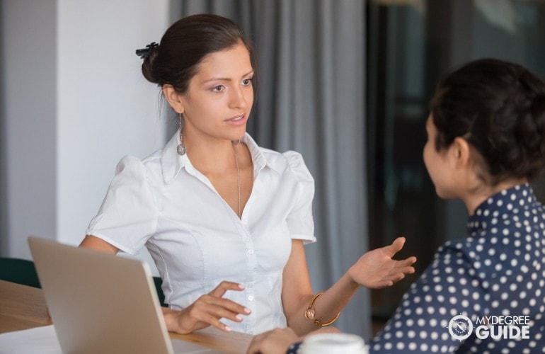 Career Advisor giving advice to a student