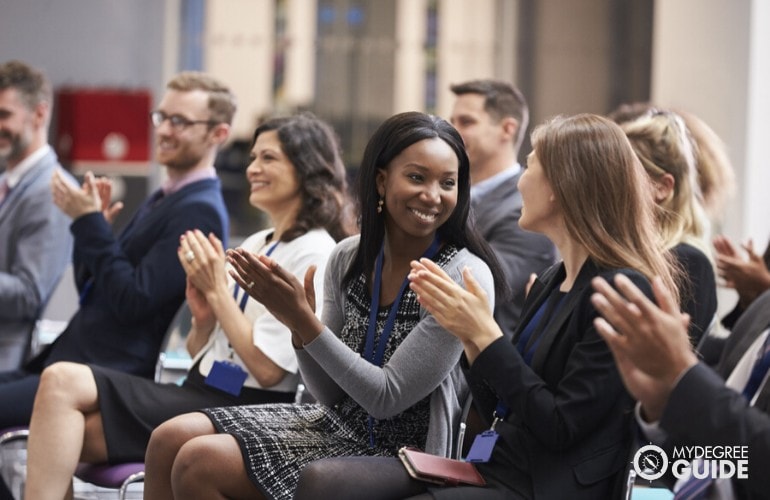 history degree professionals attending a seminar