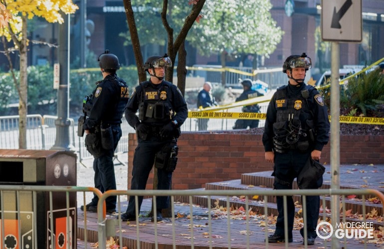 homeland security officers in downtown area