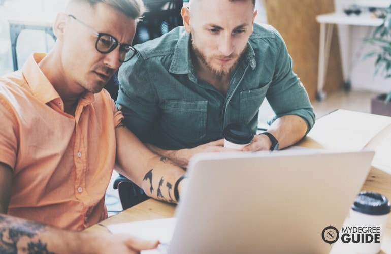 Engineering Degree students studying together online