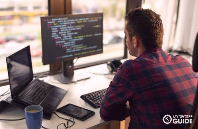 IT manager working on his computer