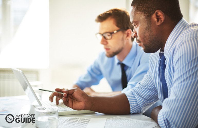 IT project managers working on a computer