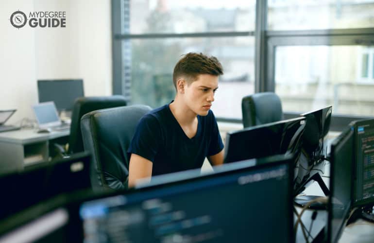 Software Engineer working on computer