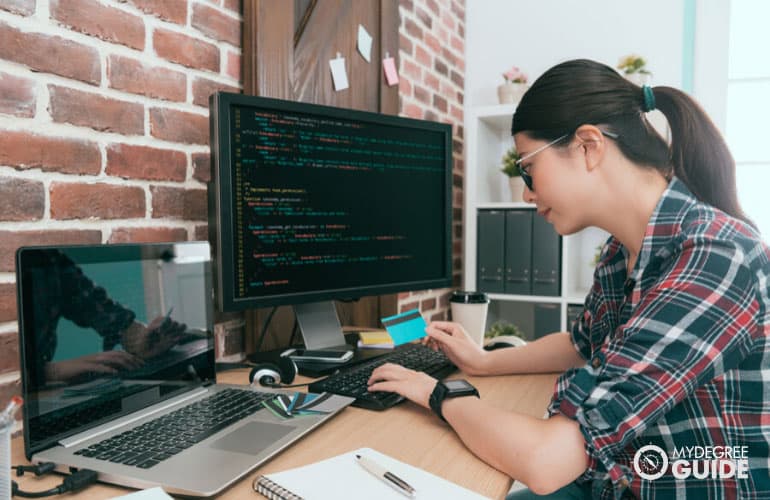 web developer working on her computer