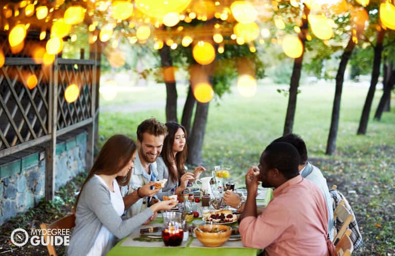 group of friends having a dinner