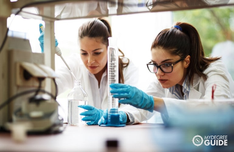 biology students working in the laboratory