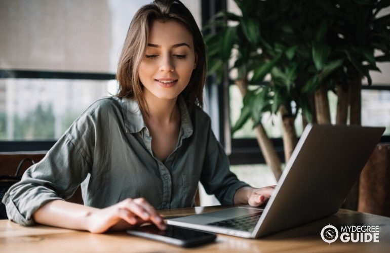 writer working on her laptop