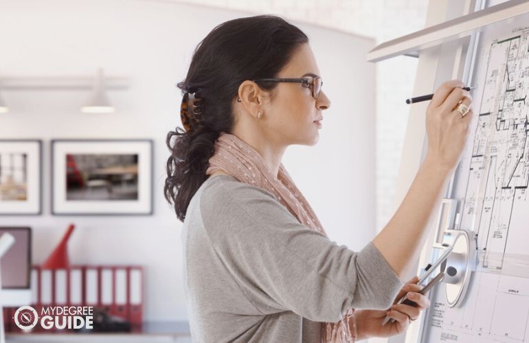 Architect working in her office