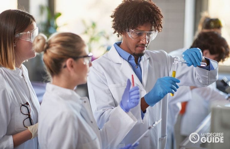 Materials Scientists doing chemical tests