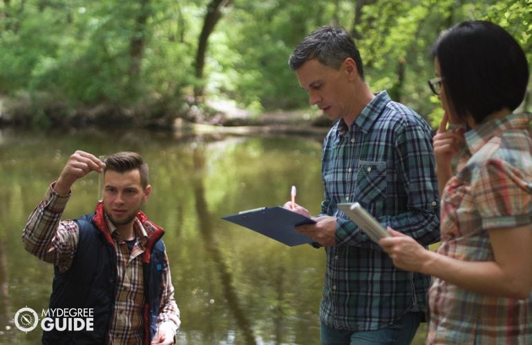 Environmental Scientists getting samples during a field work