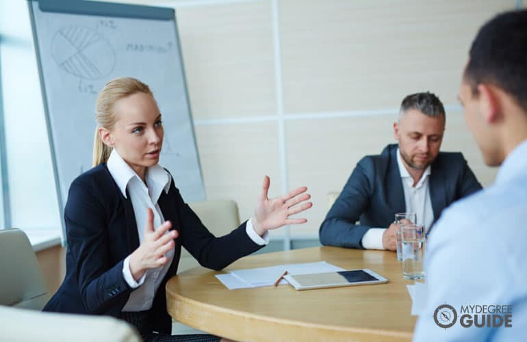 HR employee talking during a meeting