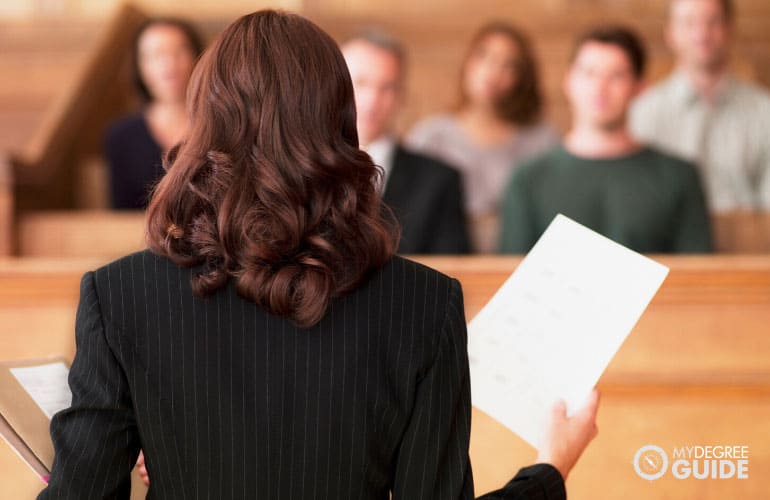 legal assistant working in court