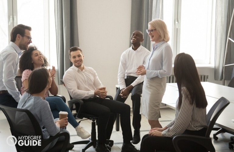 human resource manager having a meeting with employees