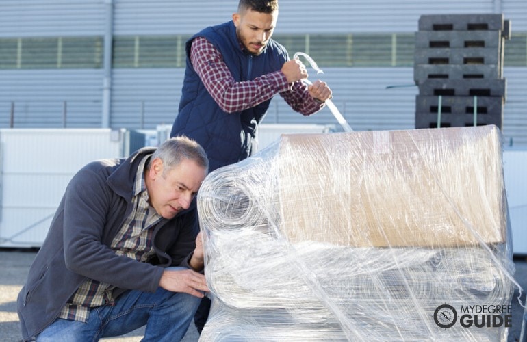 logistician checking the goods before delivery