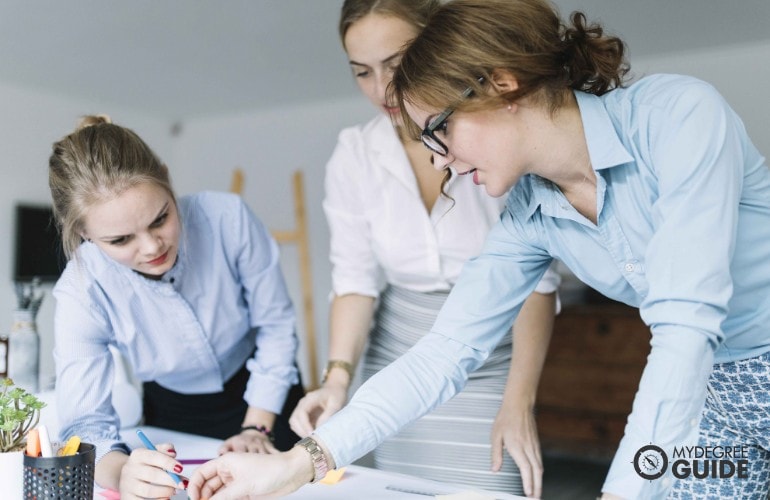 female office workers working in the office