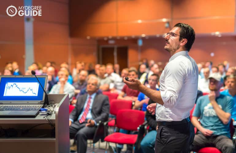 businessman in a conference hall