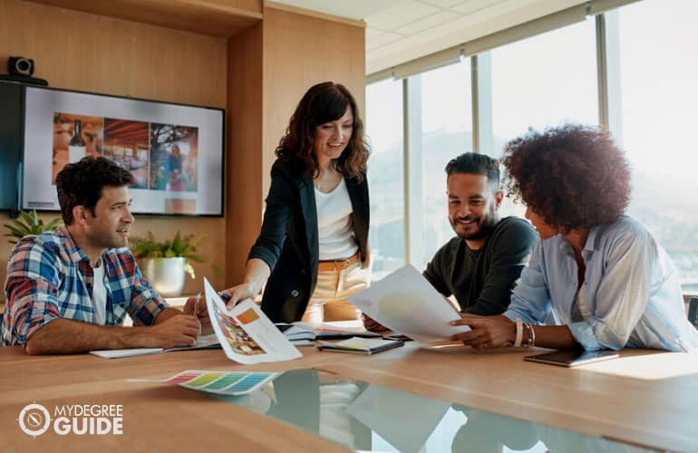 marketing team working together in the office