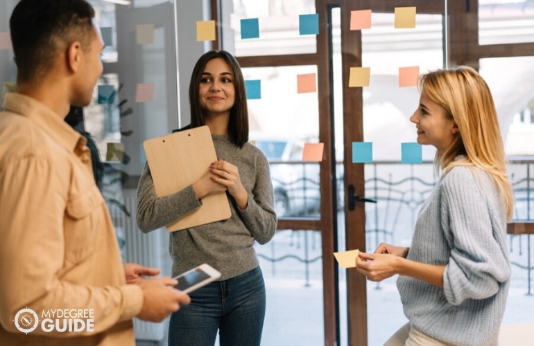 marketing team sharing their ideas during a meeting