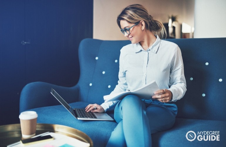 marketing manager working on her laptop