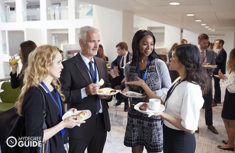 marketing professionals meeting each other at a seminar