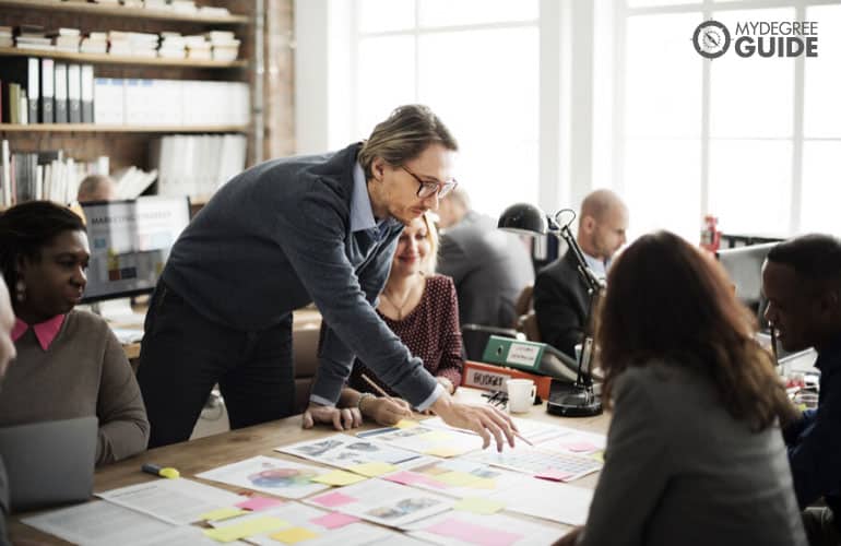 marketing team discussing in a meeting