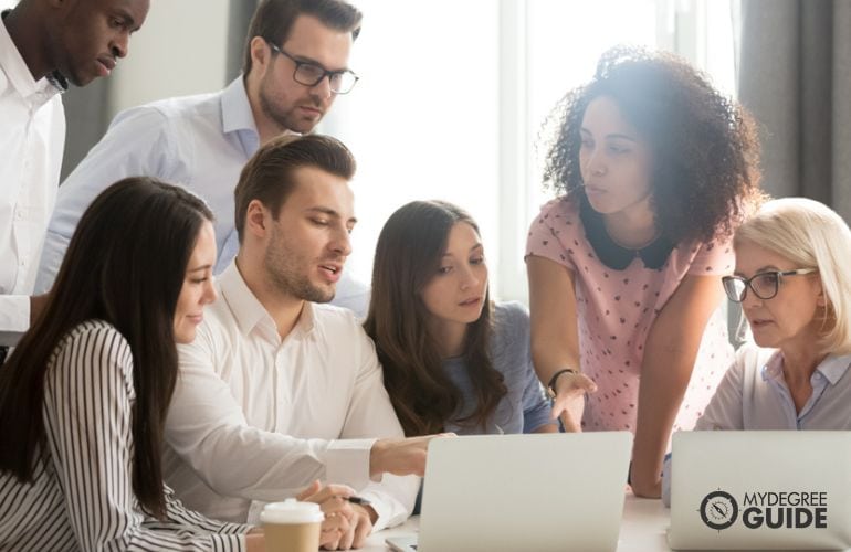 employees in a meeting